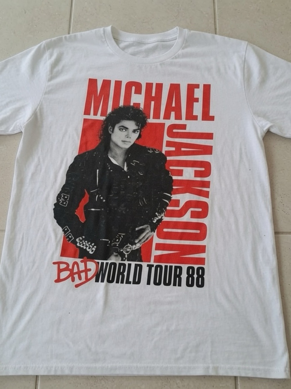 Michael Jackson Bad World Tour '88 White Graphic Tee